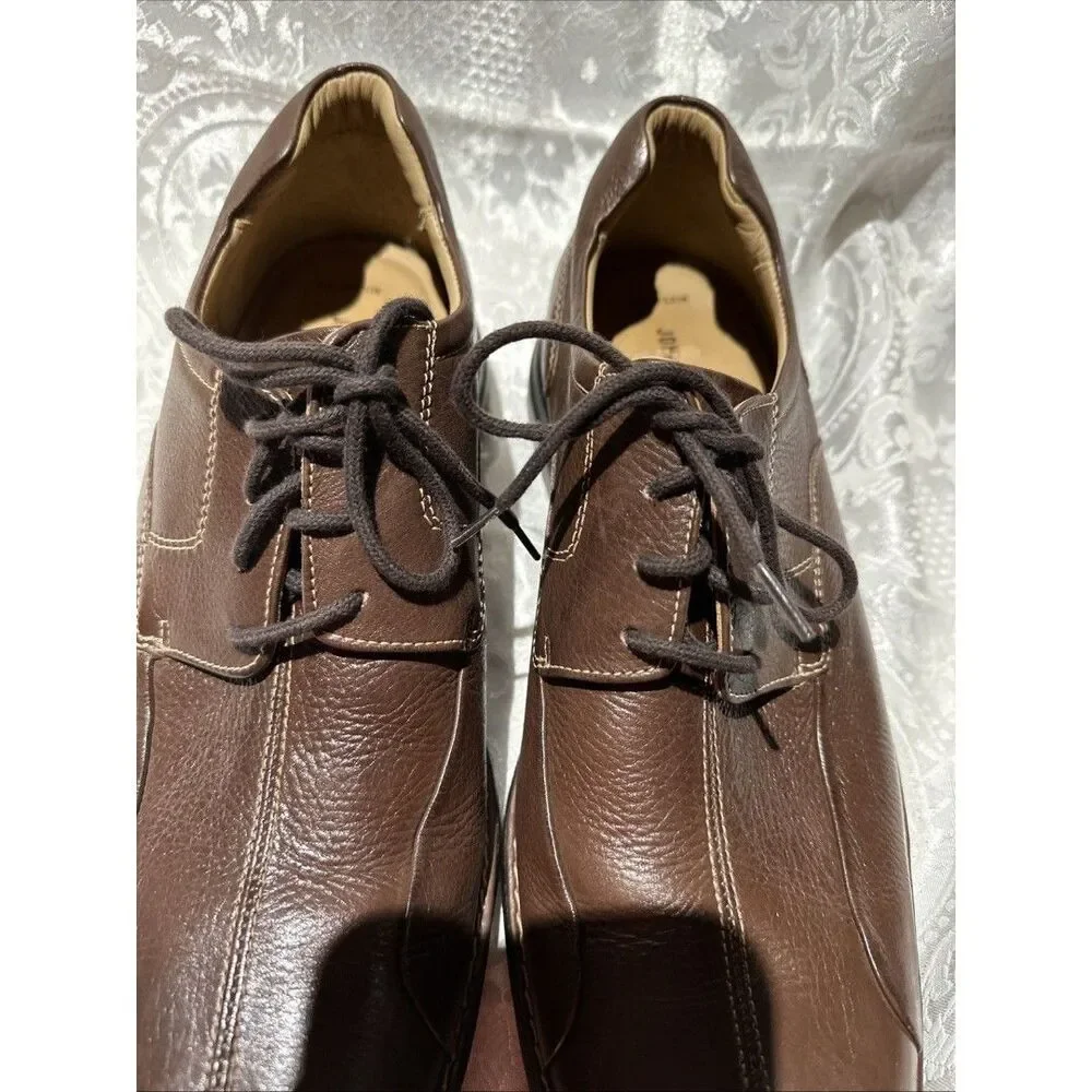 JOHNSTON & MURPHY Sheep Skin Leather Shoes Made In Brazil- Brown- Size 10.5